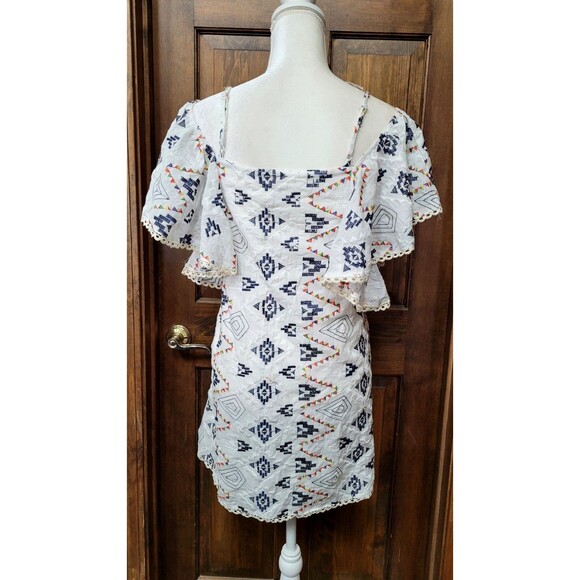 Hayden Los Angeles Women’s Dress White Boho Floral Rainbow Embroidered Small - Picture 6 of 9